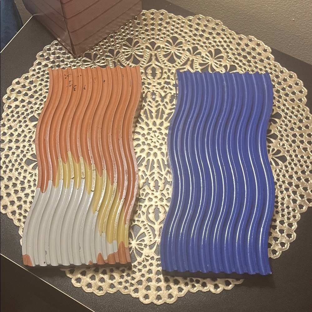 Wavy Orange and Blue Decorative Plates